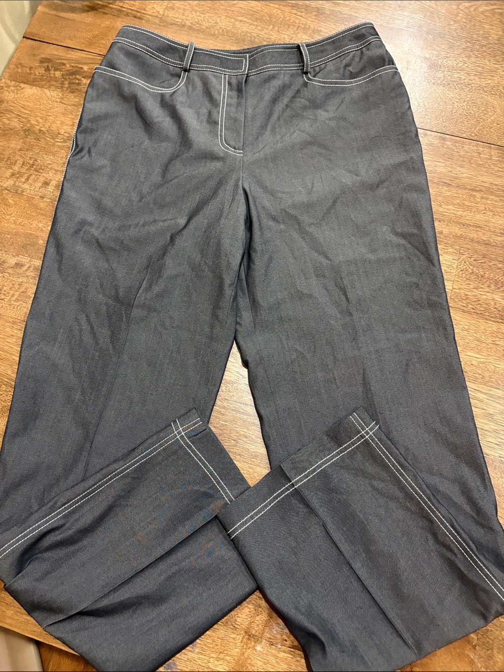 Worth Wool Blend Pants. Gray with white stitching. Size 8. Straight leg.